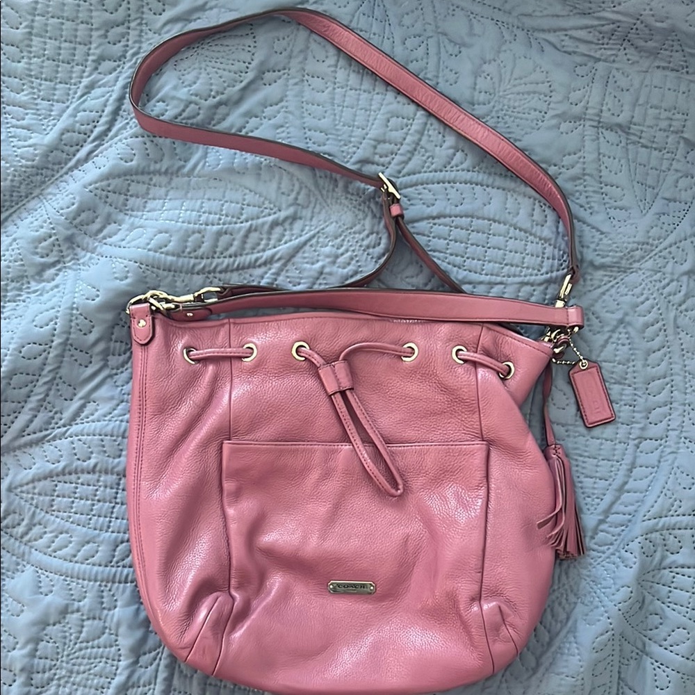Purple Coach Leather Shoulder Bag